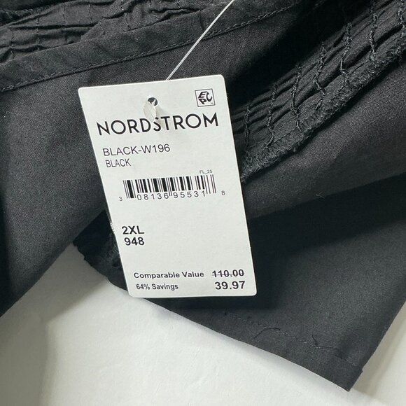 HT 360 Collective Elegant Black Ruffled Open Tie-Back Crop Top 100% Cotton, 2XL - Picture 9 of 11